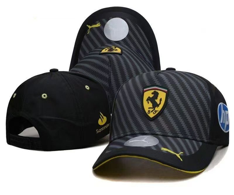 Gorra Ferrari Negra Rayas Diagonales HP