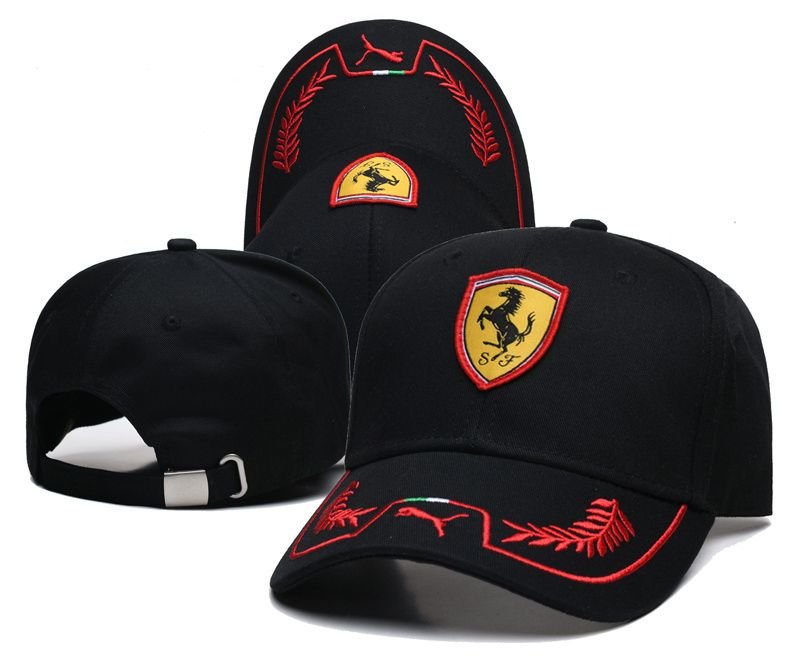 Gorra Ferrari Negra Laurel Rojo