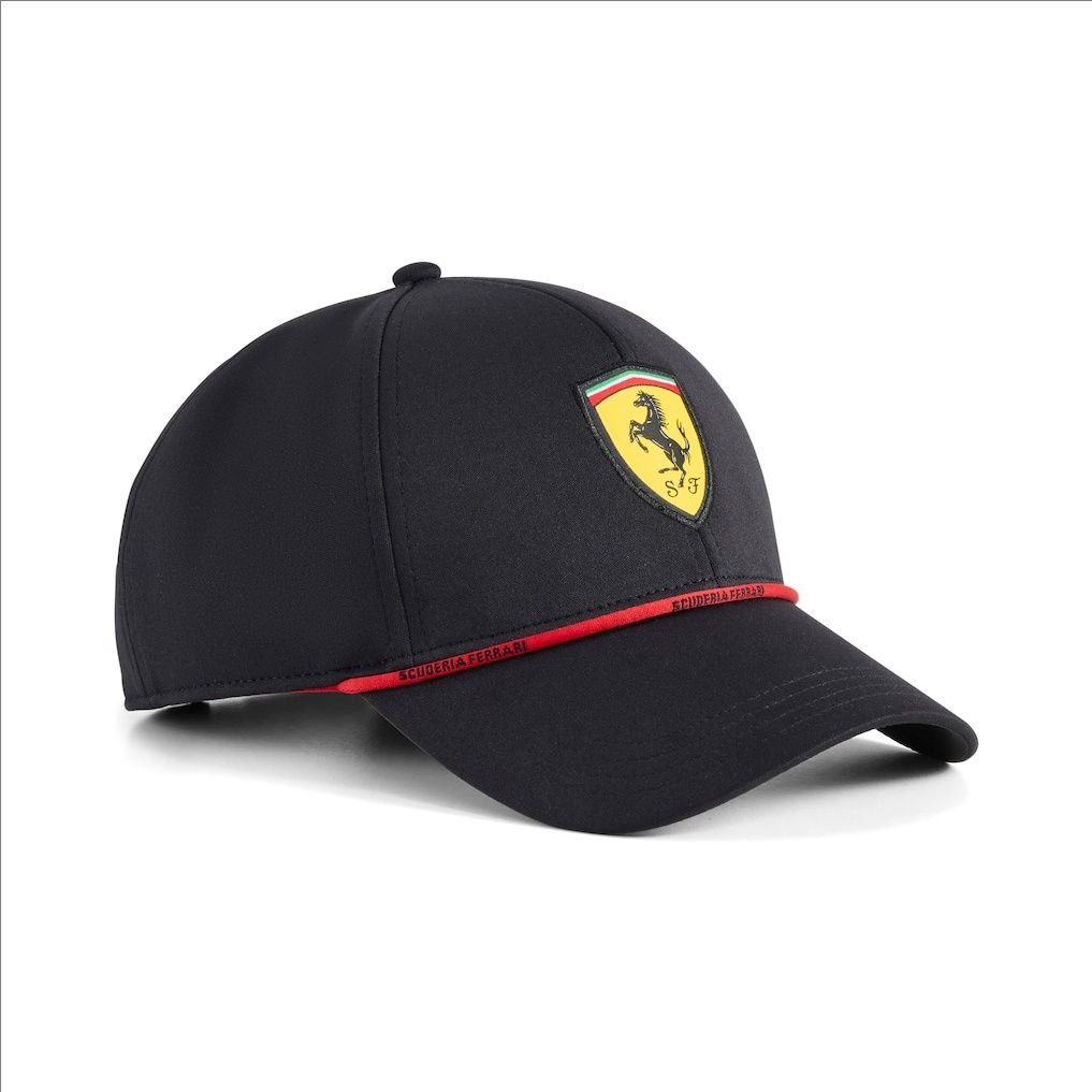 Gorra Ferrari Negra Cordón Rojo