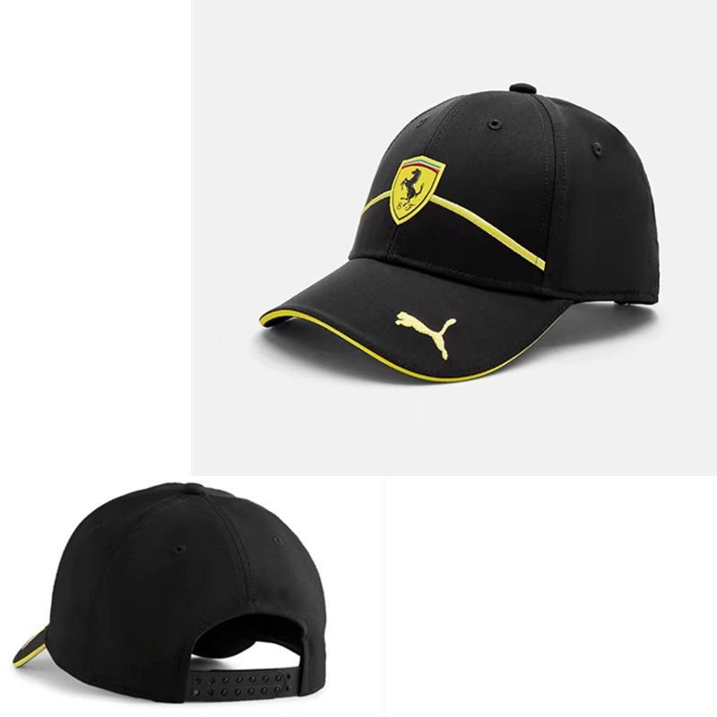 Gorra Ferrari Negra Línea Amarilla
