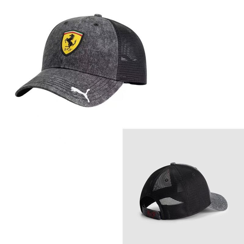 Gorra Trucker Ferrari Gris Patrón