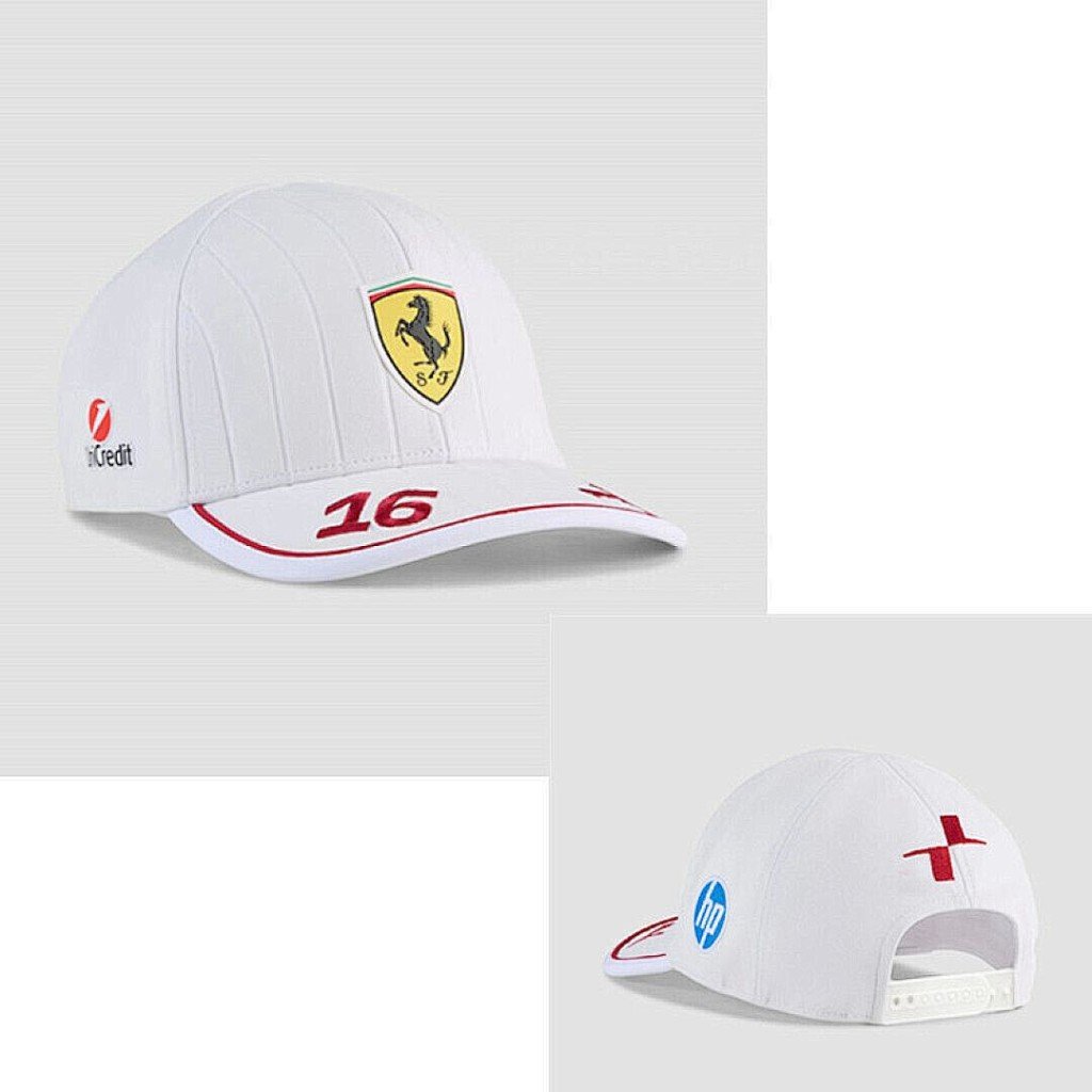 Gorra Ferrari Leclerc 16 Blanca