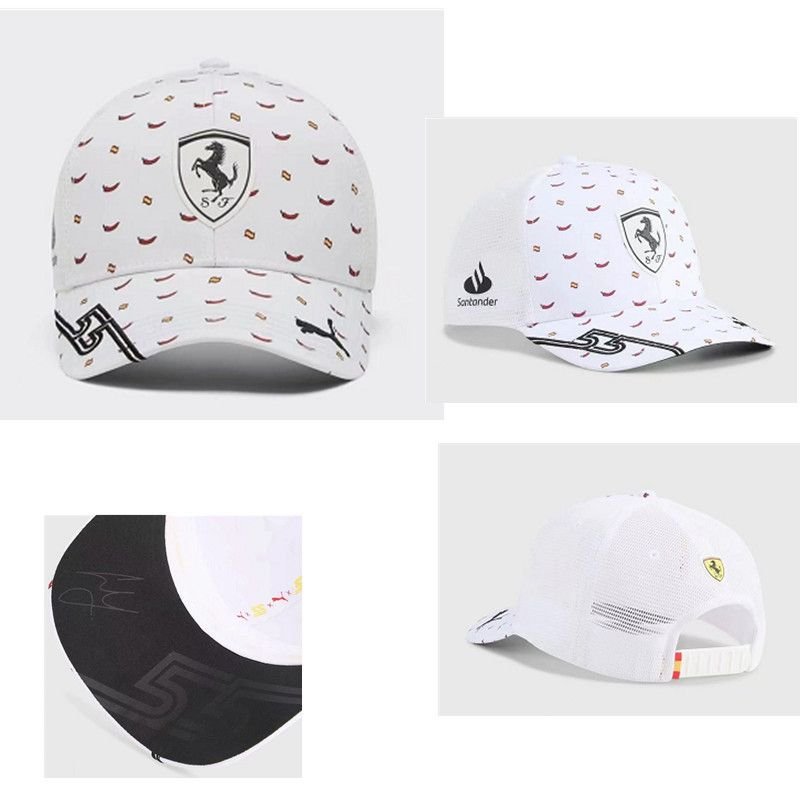 Gorra Trucker Ferrari Sainz 55 Blanca