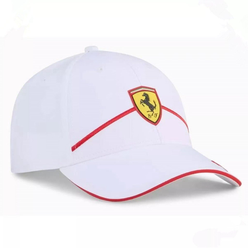 Gorra Ferrari Blanca Líneas Rojas