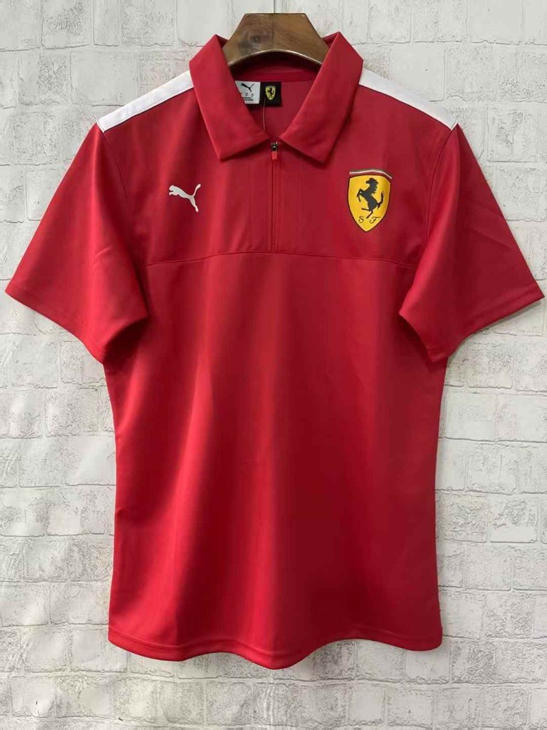 Ferrari Zip Polo Minimal Rojo
